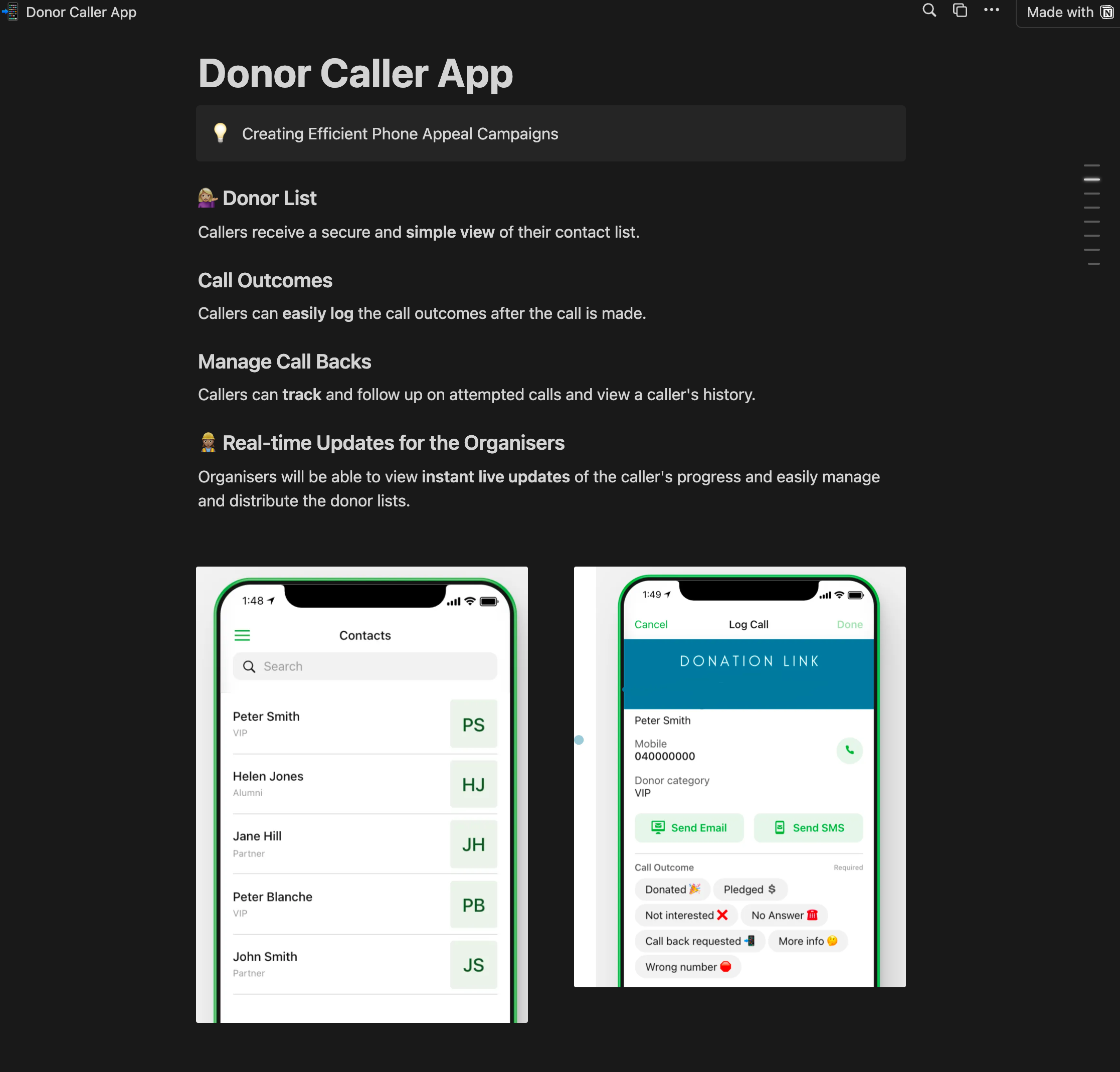 DCA - Donor Caller App